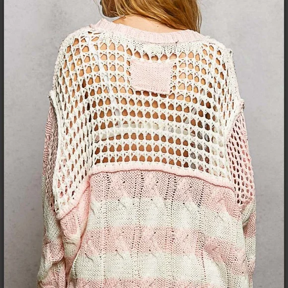 POL Pink and White Knit Sweater - Picture 4 of 7